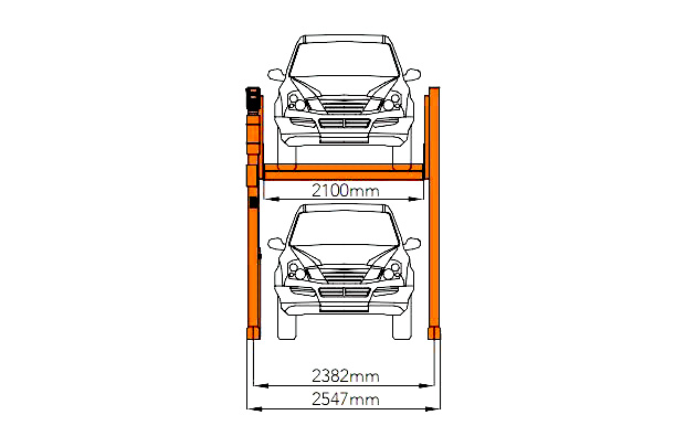 plano del elevador frente
